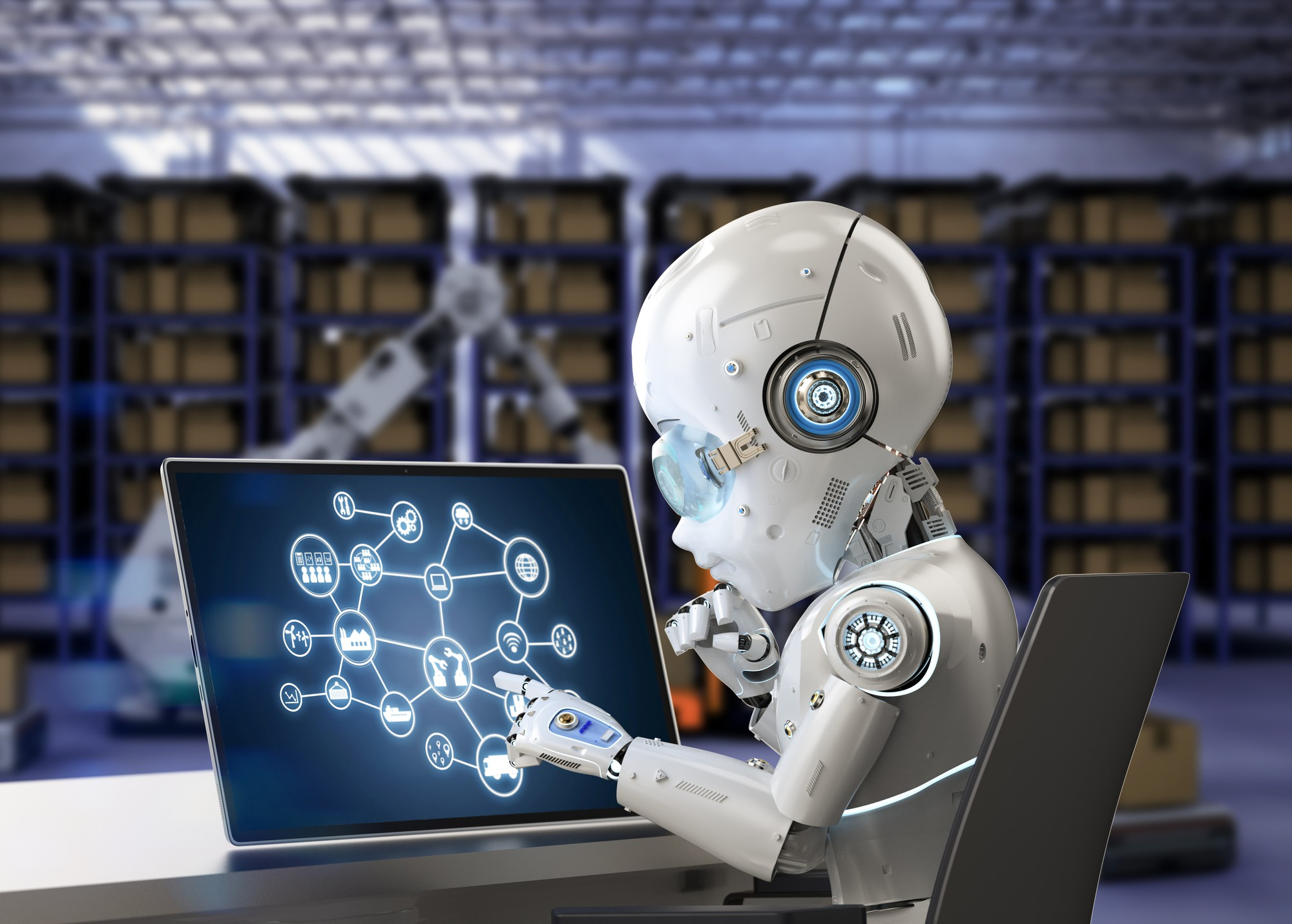 automation-factory-concept-with-3d-rendering-robot-working-with-computer-notebook-factory